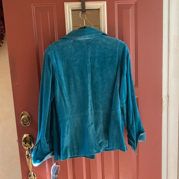 NWT Terry Lewis Suede Jacket Teal - Picture 3 of 10